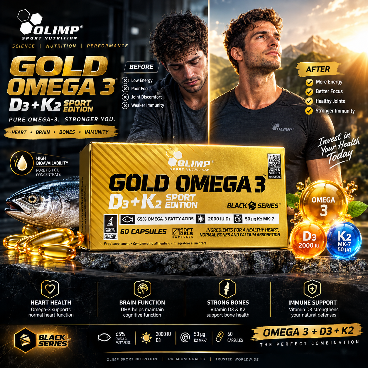 GOLD OMEGA 3 D3 + K2 SPORT EDITION - Image 2